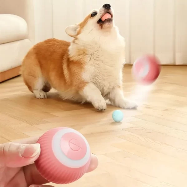 Pelota inteligente para mascotas con diseño compacto y recargable.