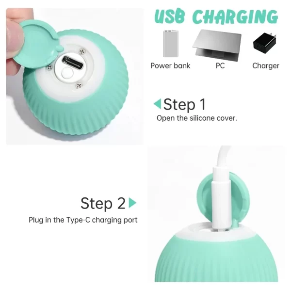 Pelota recargable USB C para mantener a tu mascota activa.